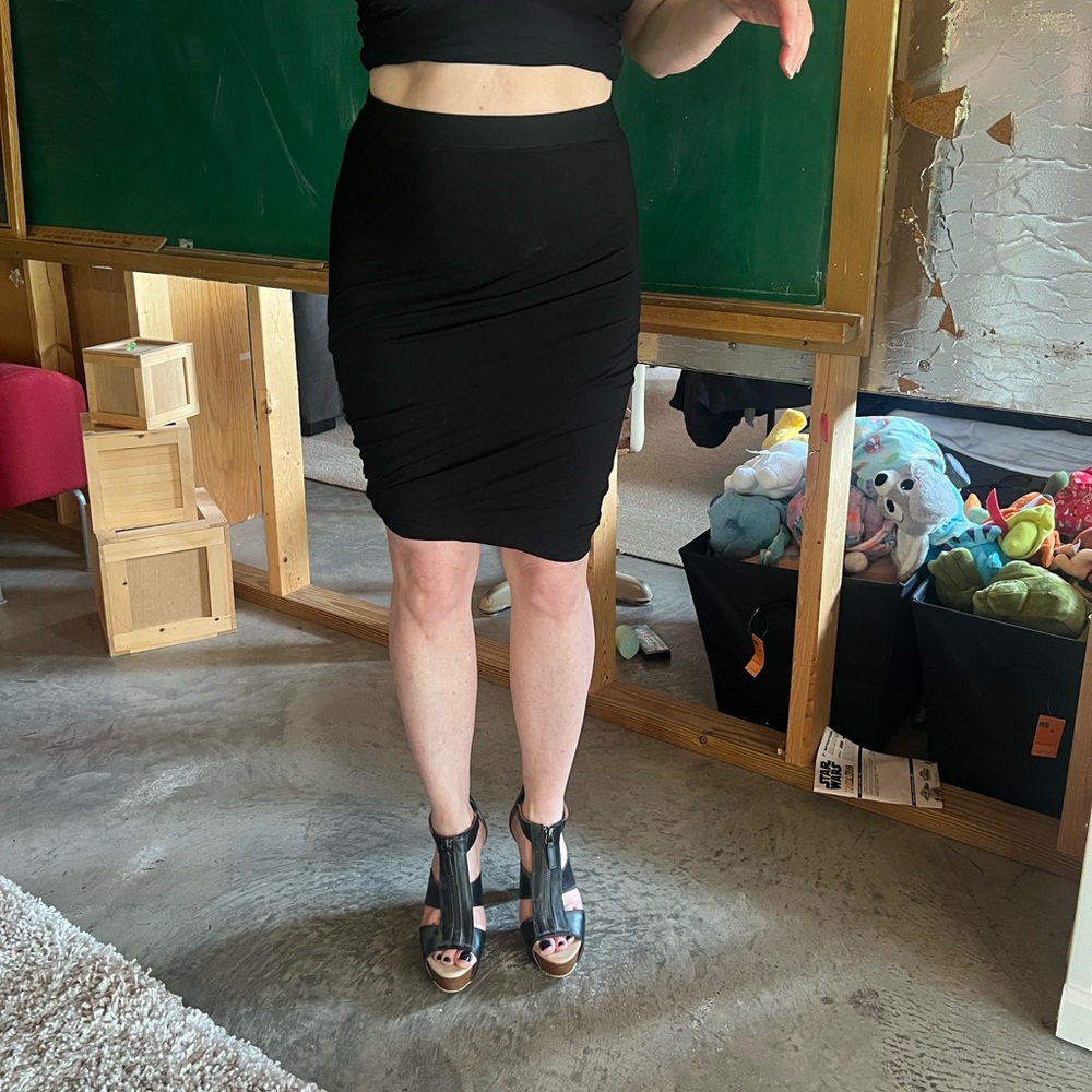 Alexander Wang Black Ruched Pencil Skirt